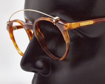 Vintage Oliver by Valentino 1015 Eyeglasses, Round Brown Plastic Frames, 1980s Fashion