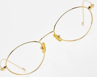 Lunettes de vue Maria JEAN LAFONT vintage des années 1990, lunettes dorées, monture ovale dorée pour lunettes de soleil ovales, lunettes étroites steampunk, lunettes ovales