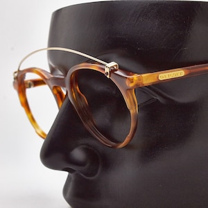 Gafas vintage OLIVER de VALENTINO 1015 Redondo Plástico Marrón Marco Hipsters Rockabilly Moda 80s