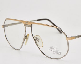 Gafas vintage originales METZLER Gold Titanium Aviator de los años 80