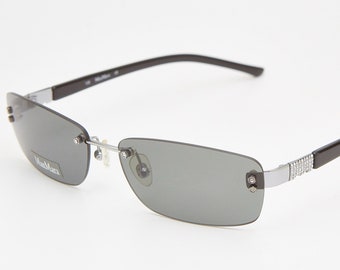 Vintage MAX MARA Rimless Sunglasses – Y2K Black Rectangular Specs