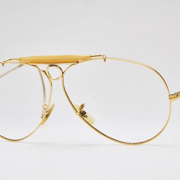 lunettes de vue vintage RAY BAN lunettes SHOOTER 10 KgF Bausch Lomb, lunettes aviateur, lunettes dorées, lunettes rayban des années 1980 lunettes en or surdimensionnées