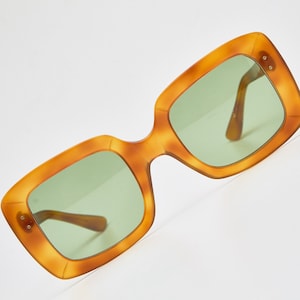 Vintage MO LE Tortoise Sunglasses, Rectangular 1970s Eyeglasses, Handmade Italy