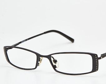 Gafas MOSCHINO Y2K rectangulares negras con montura mini delgada