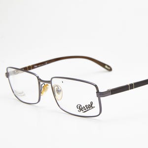 Persol 2294 glasögon – svarta/grå/bruna smala trådrektangulära geometriska glasögon, obegagnade 2000-tal