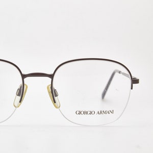 Giorgio Armani Vintage Round Eyeglasses, Archive 90s Dark Brown Metal Frames