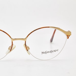 Modern Cat-Eye Eyeglasses by Yves Saint Laurent model 4007 , 80s Gold Metal Frame with Tortoise Shell Cat Eye Frames by YSL from 80s