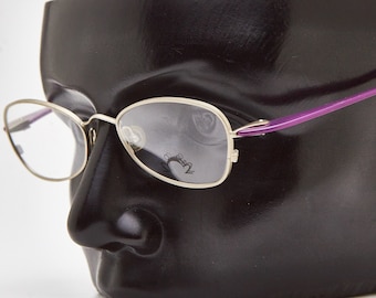 2000s vintage EYE'DC eyeglasses V 126 ,fuchsia eyeglasses,oval frame for sunglasses oval,narrow eyeglasses steampunk,oval eyeglasses Y2K