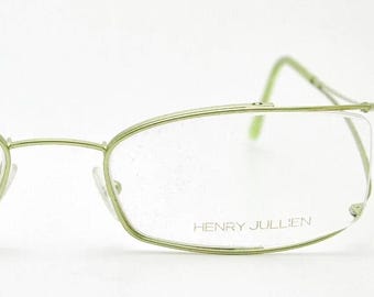 Okulary Y2K Green Narrow Matrix Henry Jullien Promesse Titanium Eyewear - okulary z lat 2000. z oprawkami typu wrap around