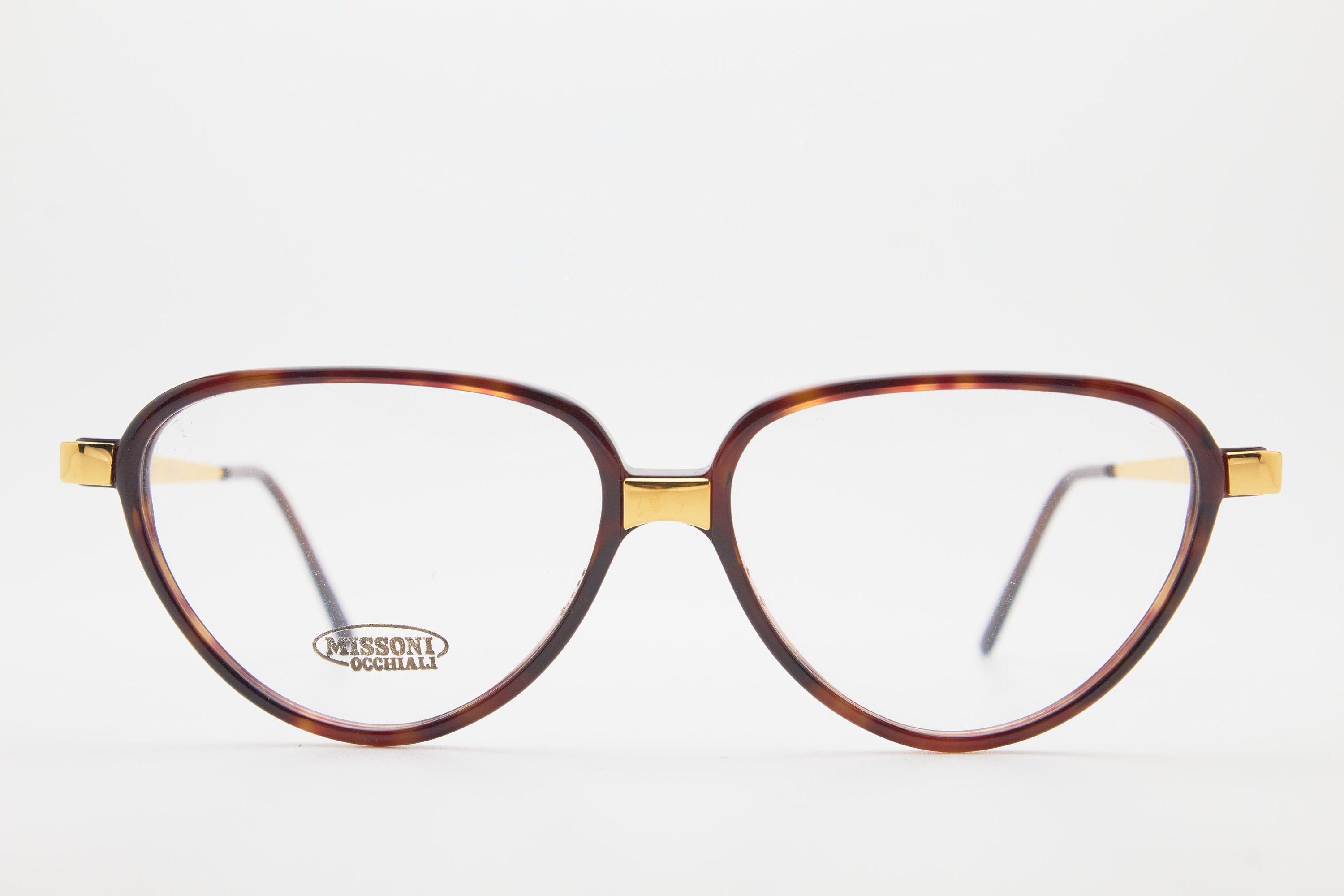 Vintage MISSONI Gold Cat-eye Glasses, Tortoise Shell Frame 