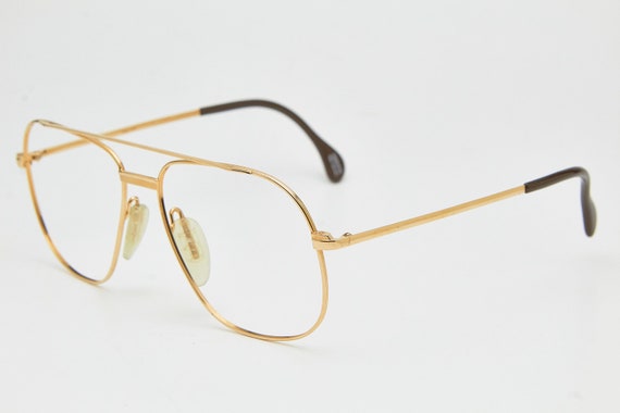 希少 70〜80s vintage MARWITZ ツァイス 22Kt メガネ Vintage MARWITZ Gold Aviator Glasses, 80s Metal Oversized Eyewear