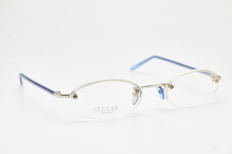 Y2K vintage oval eyeglasses 2000s/vintage OLIVER by VALENTINO eyeglasses/blue oval eyeglasses/oval frame/rimless eyeglasses/Y2K eyeglasses image 4