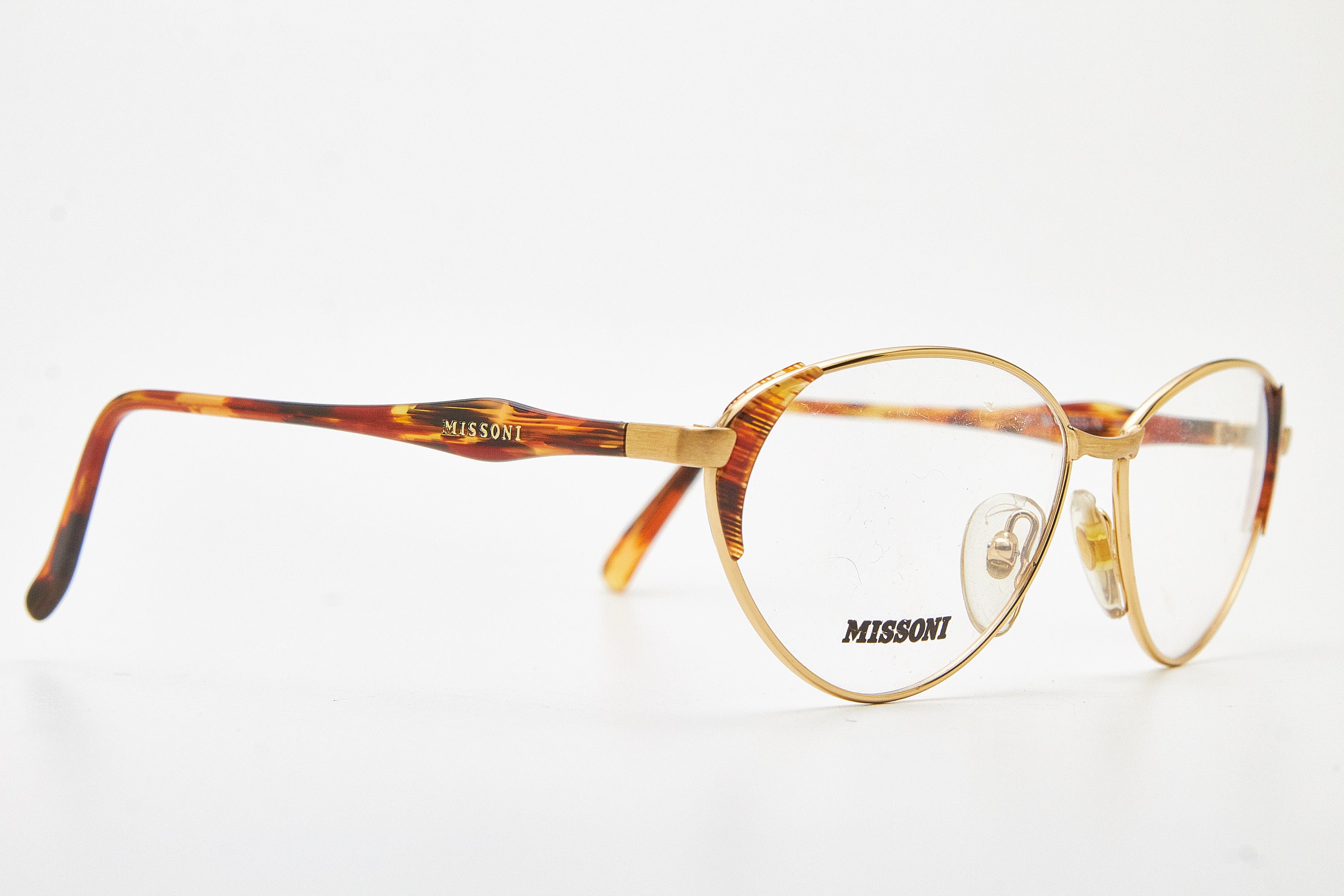 Vintage MISSONI Gold Cat-eye Glasses, Tortoise Shell Frames  display picture 2