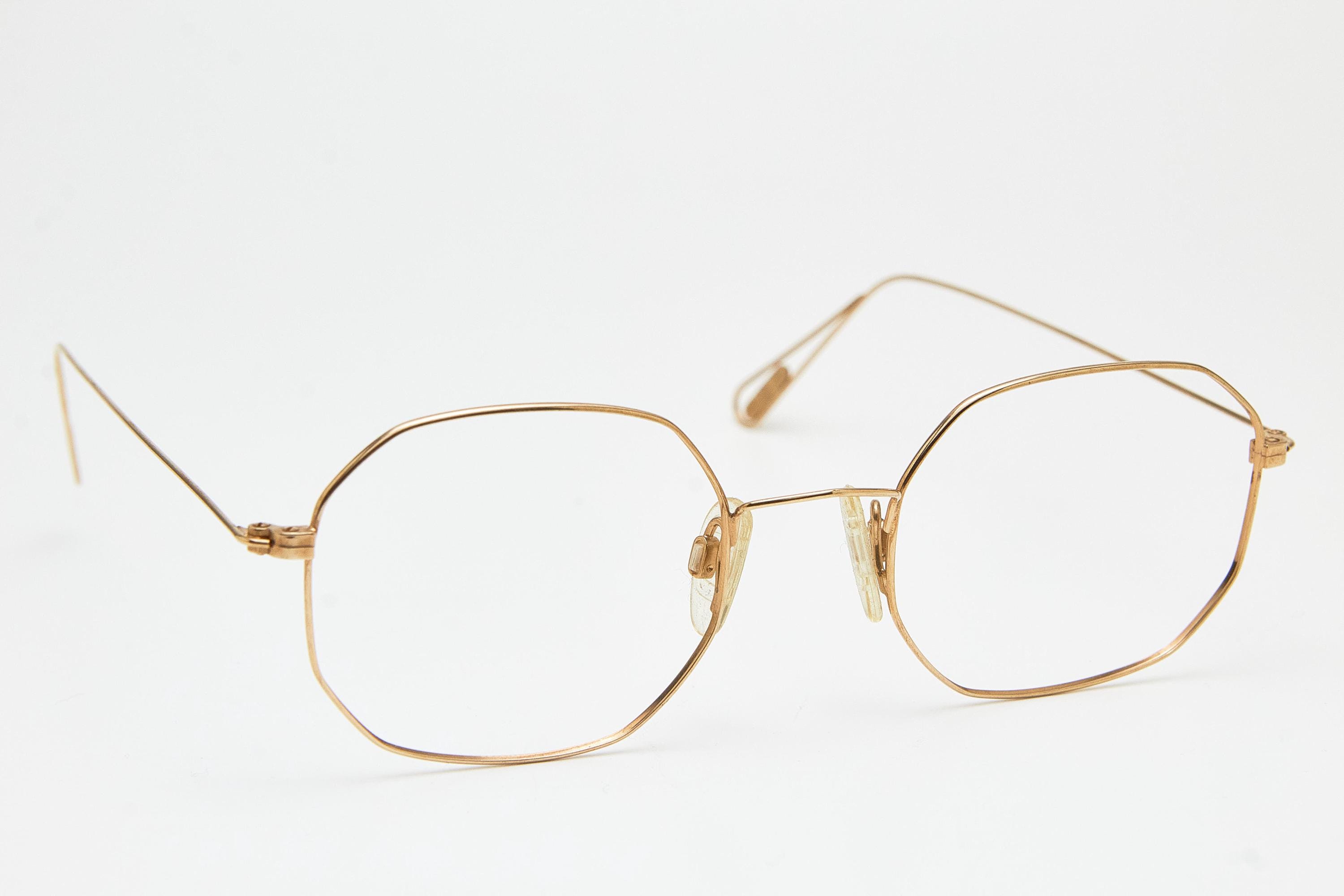 1980s Vintage ELLESSE Es,gold Frame Oval,octagonal ,eyeglasses,angular ...
