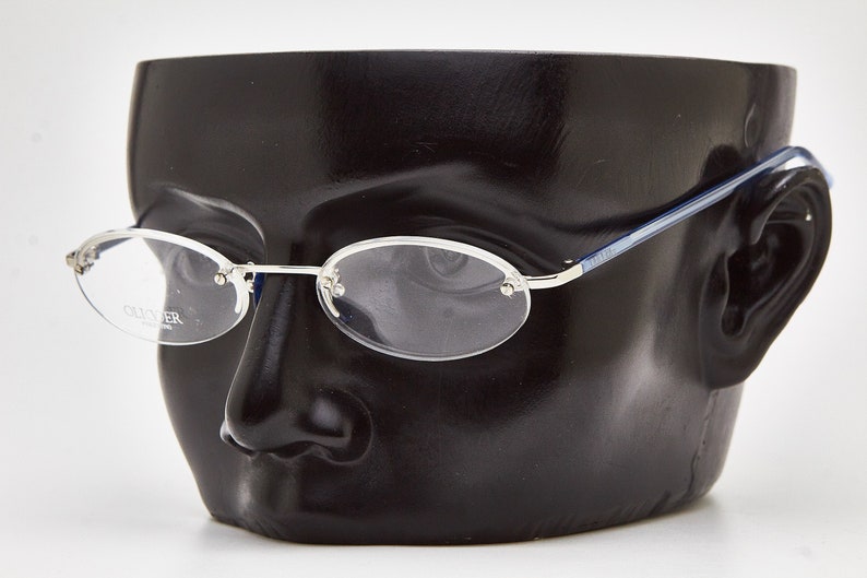 Y2K vintage oval eyeglasses 2000s/vintage OLIVER by VALENTINO eyeglasses/blue oval eyeglasses/oval frame/rimless eyeglasses/Y2K eyeglasses image 8