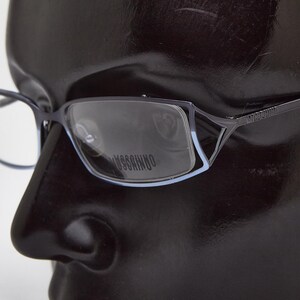 2000s vintage MOSCHINO M 3271 blue slim rectangular shades,Narrow Hipsters Frames,eyeglasses,2000s glasses,Y2K eyeglasses,fancy shadow