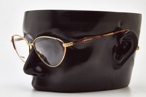 Vintage MISSONI Gold Cat-eye Glasses, Tortoise Shell Frames  display picture 3