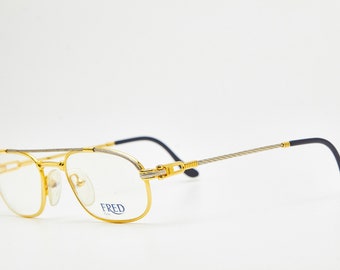 Occhiali da vista dorati vintage anni '90 FRED FREGATE, montatura