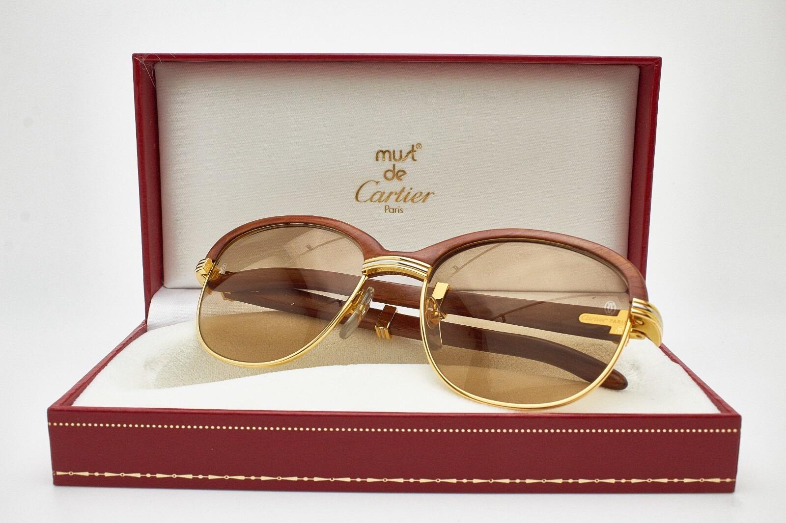 Cartier Malmaison Sunglasses – Gold & Wood – Vintage – w/ Box & Case Authentic Cartier Malmaison - 56-16 Gold Woods Sunglasses w  main image 2