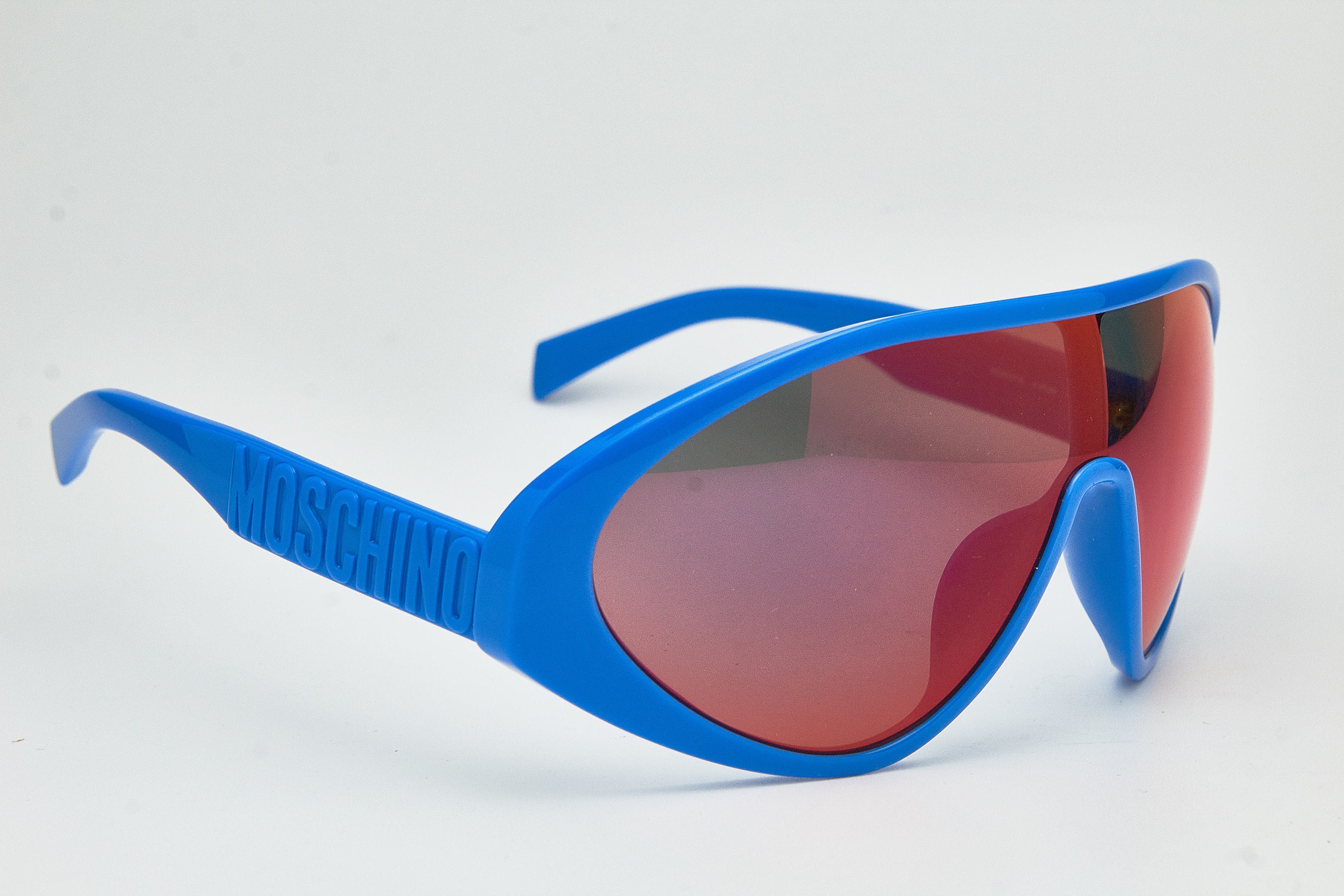 MOSCHINO Blue Oversized Sunglasses | Red Iridium Lenses  display picture 1