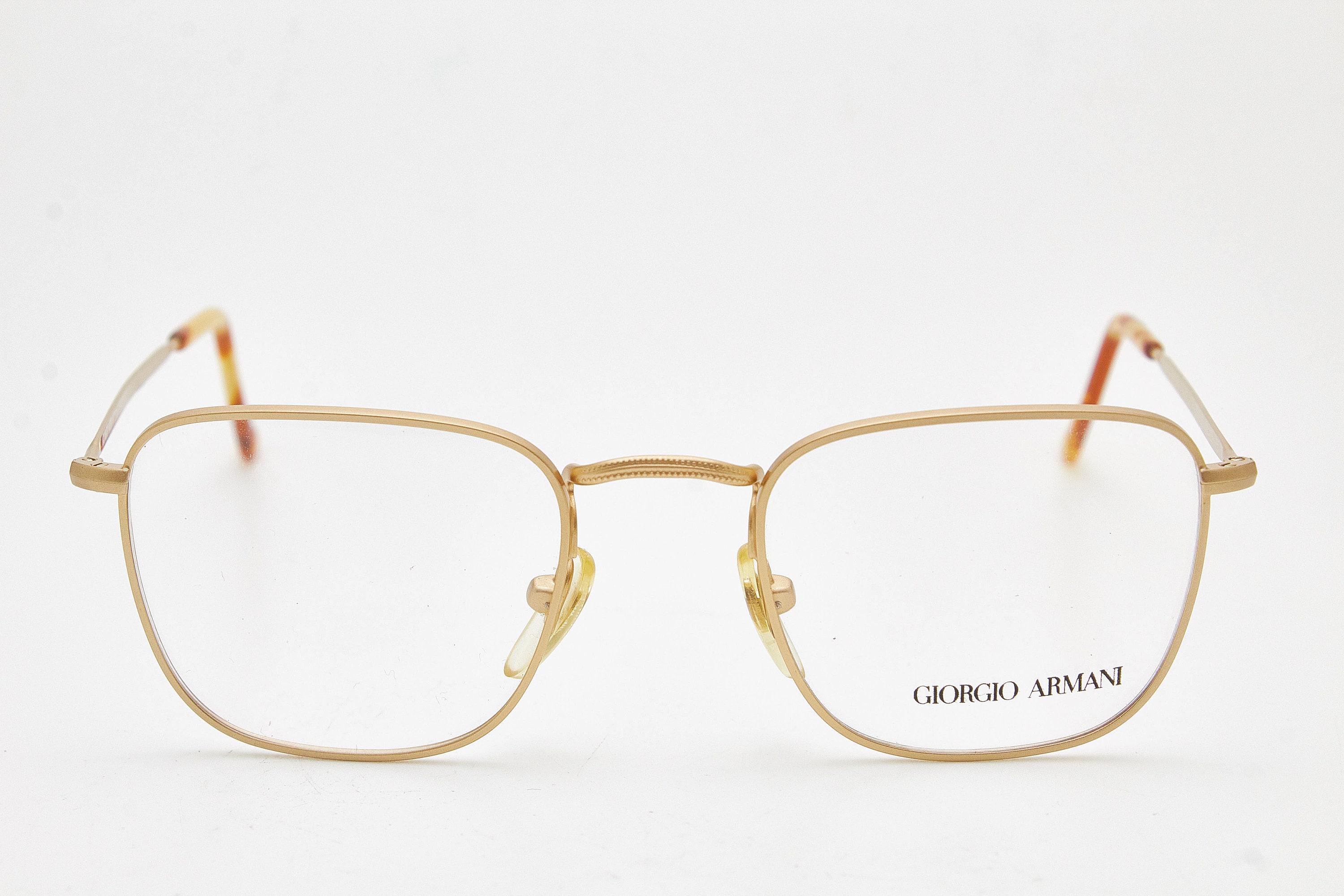 Giorgio Armani Vintage Eyeglasses Archive 90s Gold Metal Rectangle