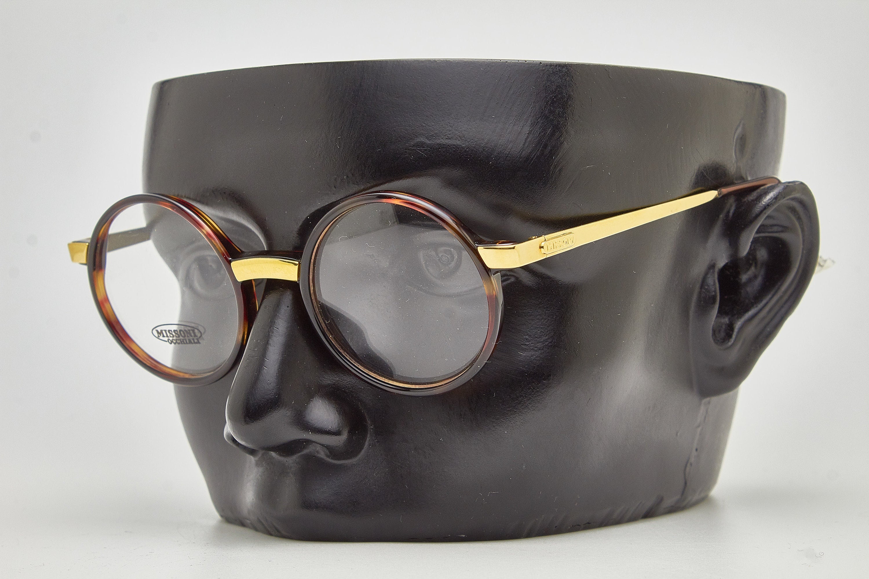 Vintage MISSONI Gold Round Eyeglasses, Tortoise Shell Frame  display picture 1