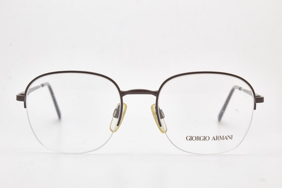Giorgio Armani Vintage Round Eyeglasses, Archive 90s Dark Brown