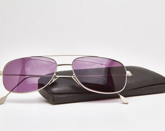 Original Vintage Cutler and Gross Aviator Sunglasses, Gray Wire-Frame, 90s Eyeglasses
