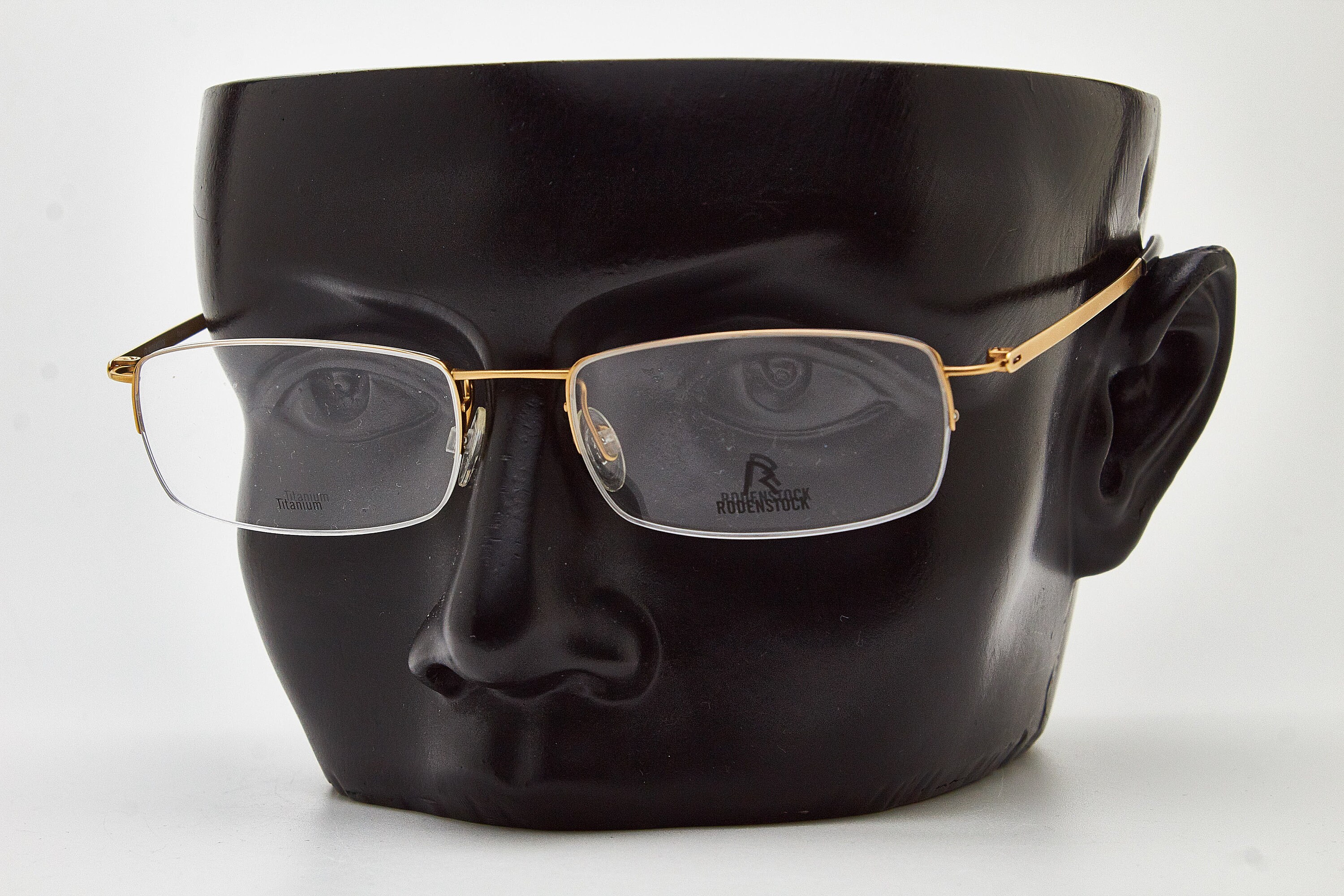 Rodenstock Vintage Rectangular Glasses, Gold Titanium Frame, Y2K