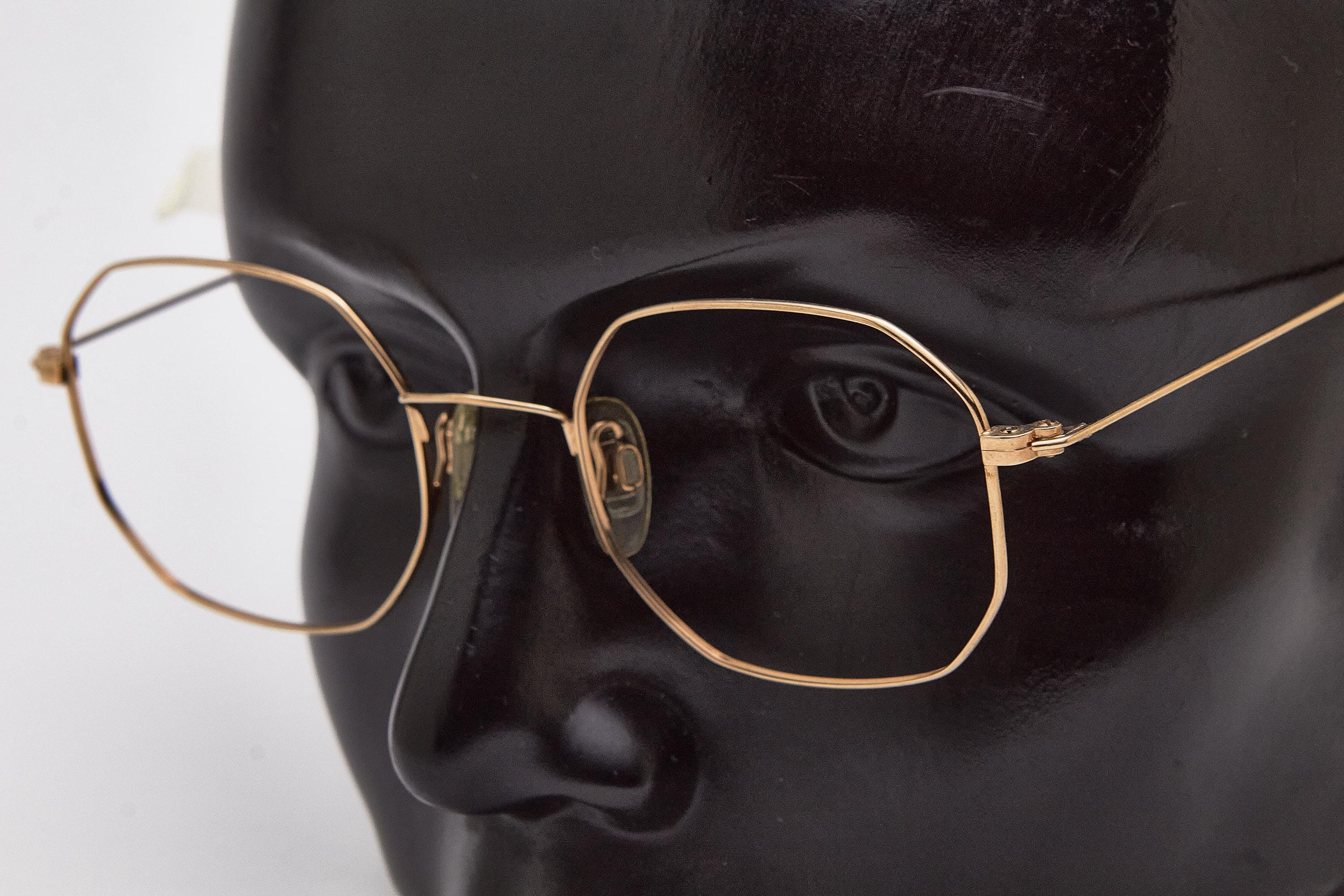 80〜90s ヴィンテージ ellesse 彫金 ラウンドメガネフレーム デッド Vintage ELLESSE Gold Frame Octagonal Eyeglasses, 1980s Geometric