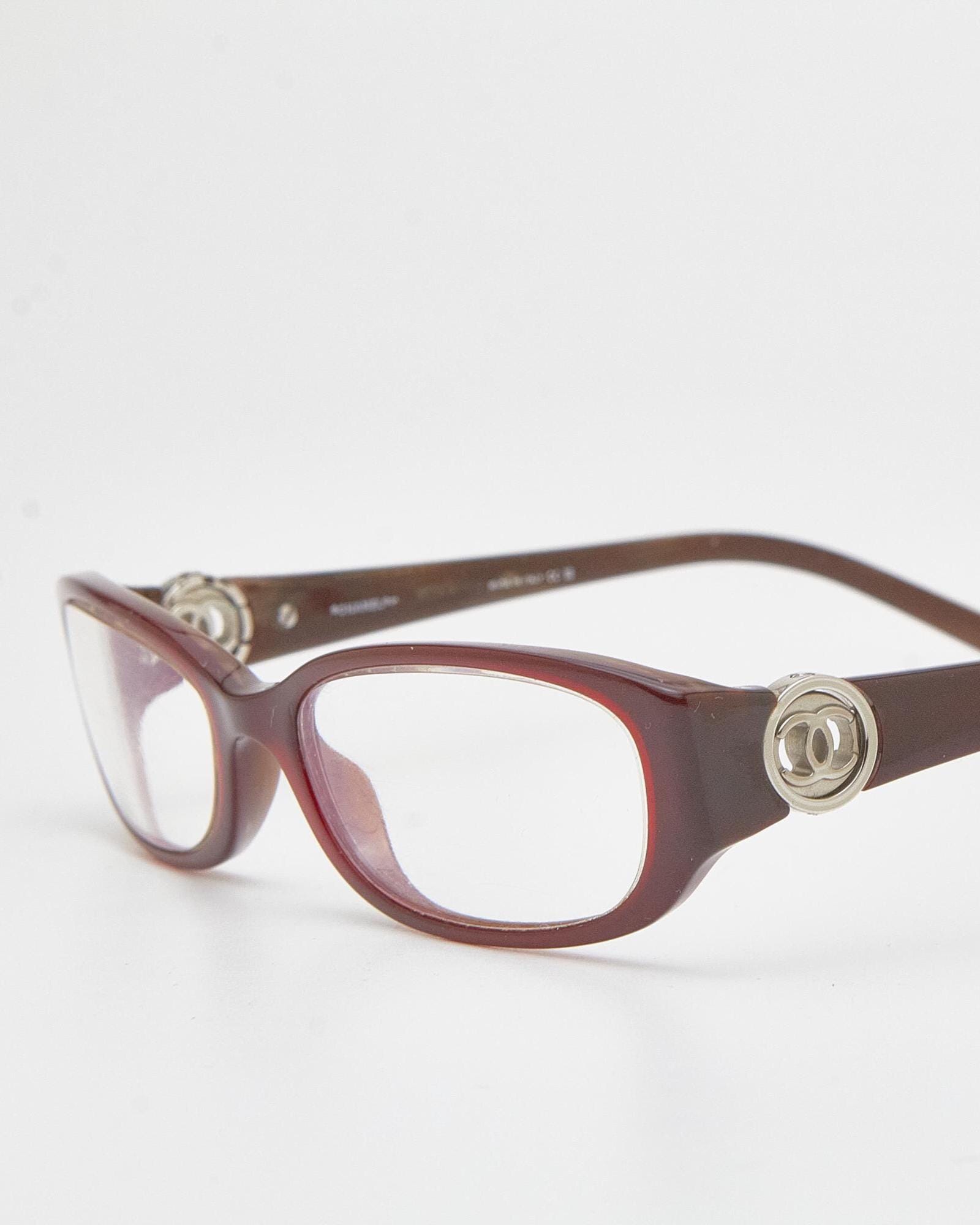 Chanel Eyeglasses Vintage Chanel Red Oval Eyeglasses - Y2K Office