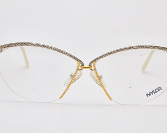 Lunettes Vintage Papillon Style Années 80 - Monture Or Rouge, Demi-monture Ovale, Neuf Sans étiquette