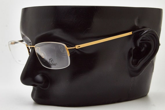Rodenstock Vintage Rectangular Glasses, Gold Titanium Frame, Y2K