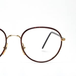 Vintage Filos Gold Runde Brille, Dünner Metall Schildpatt Rahmen, Italien 1980er Jahre