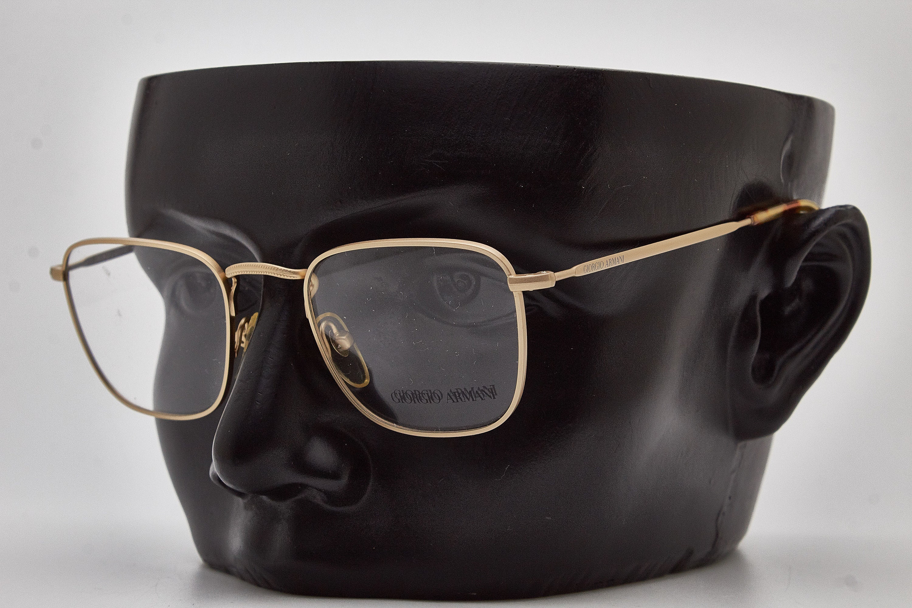 Giorgio Armani Vintage Eyeglasses Archive 90s Gold Metal Rectangle