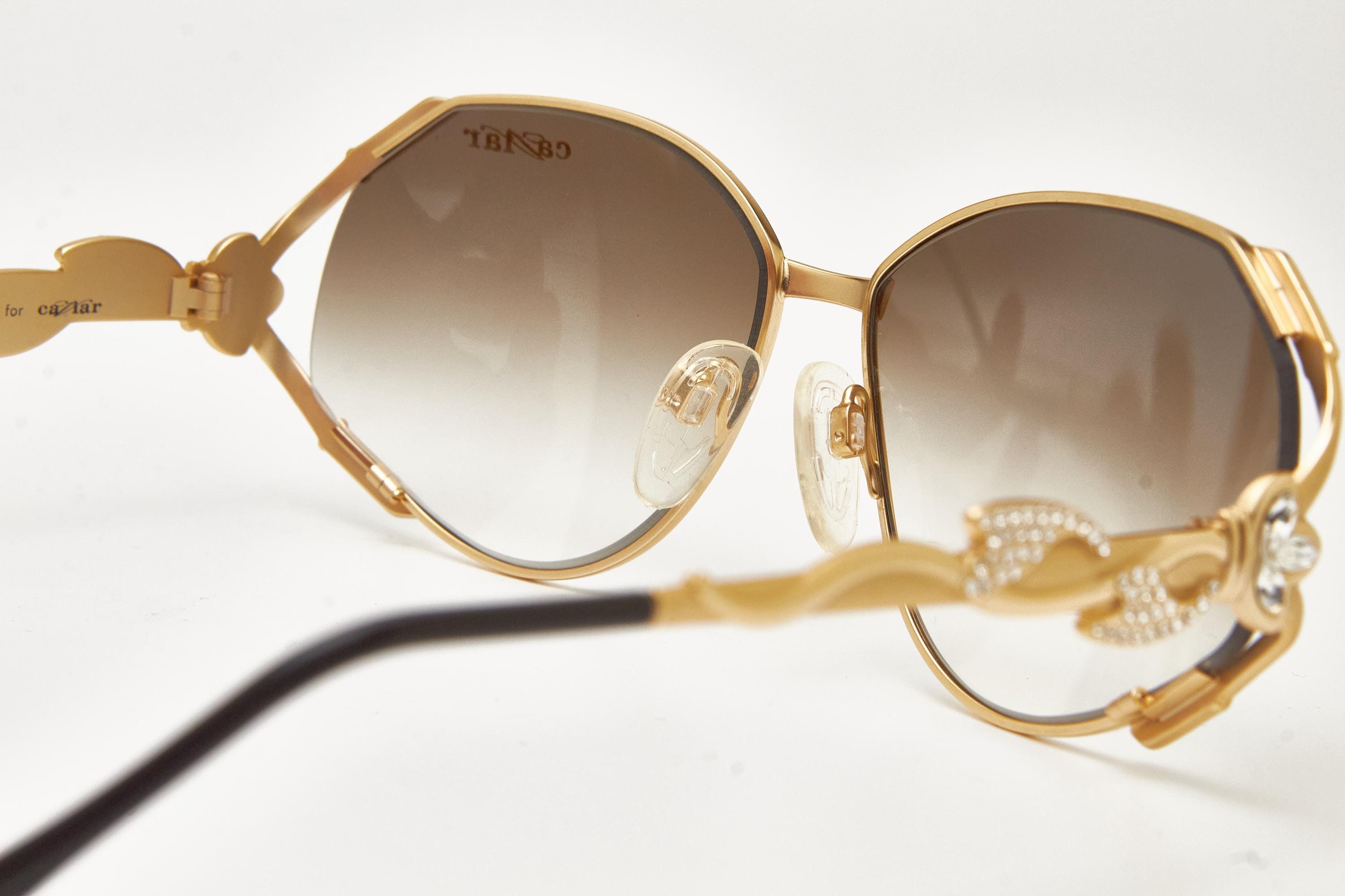 Vintage Caviar M6848 C82 Champagne Series Swarovski Sunglass FRAMES Made Italy Caviar 5678 Sunglasses | FramesDirect.com main image 2