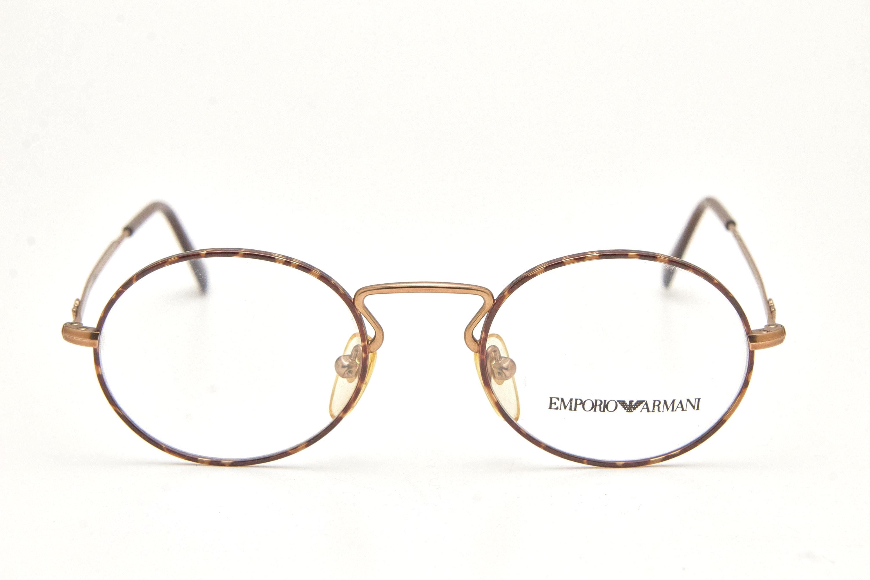 Emporio Armani, Emporio Armani 029 Round Wire Eyeglasses, Vintage 90s Armani Frame, Tortoise Shell Optical Glasses, Deadstock Italy