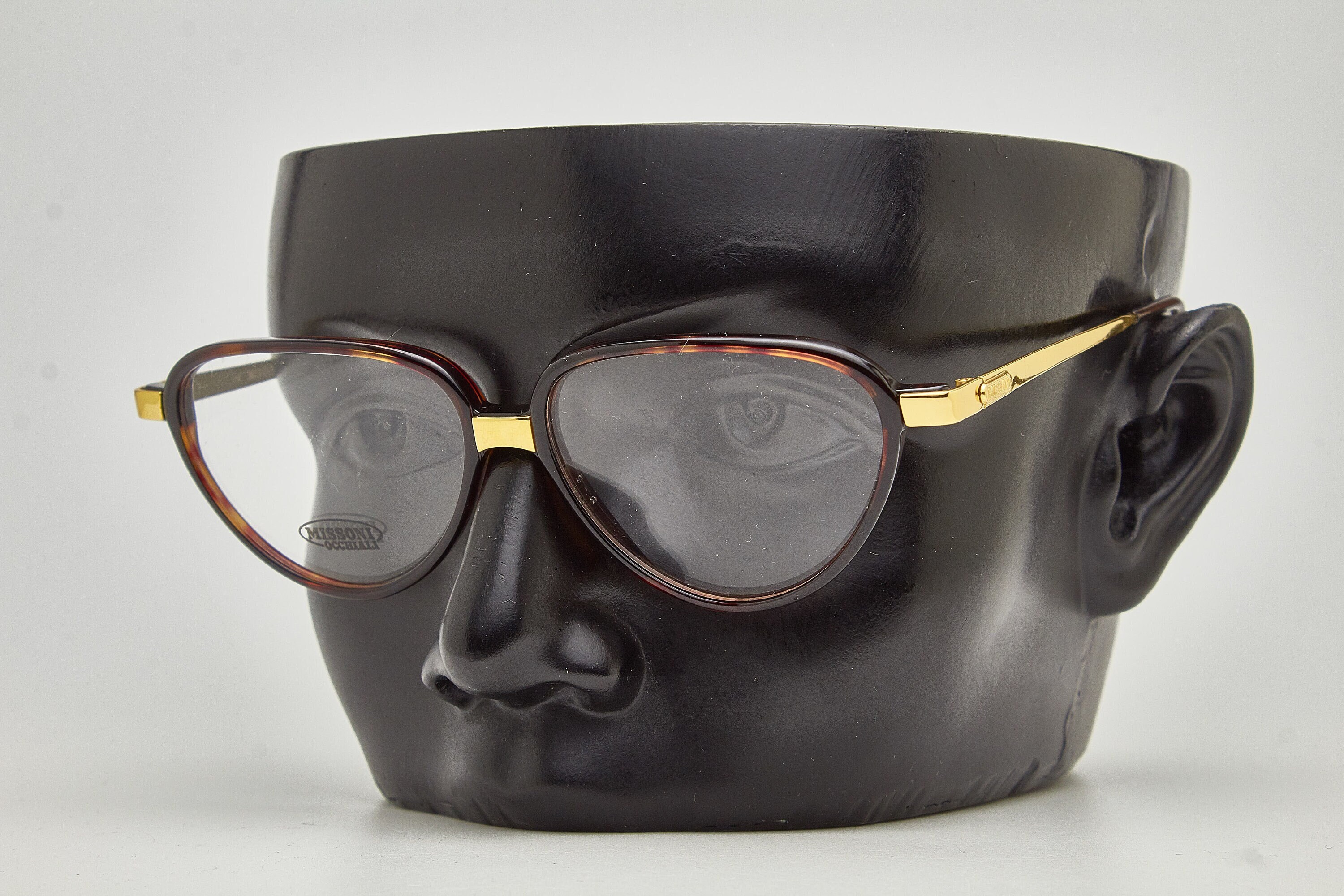 Vintage MISSONI Gold Cat-eye Glasses, Tortoise Shell Frame  display picture 3