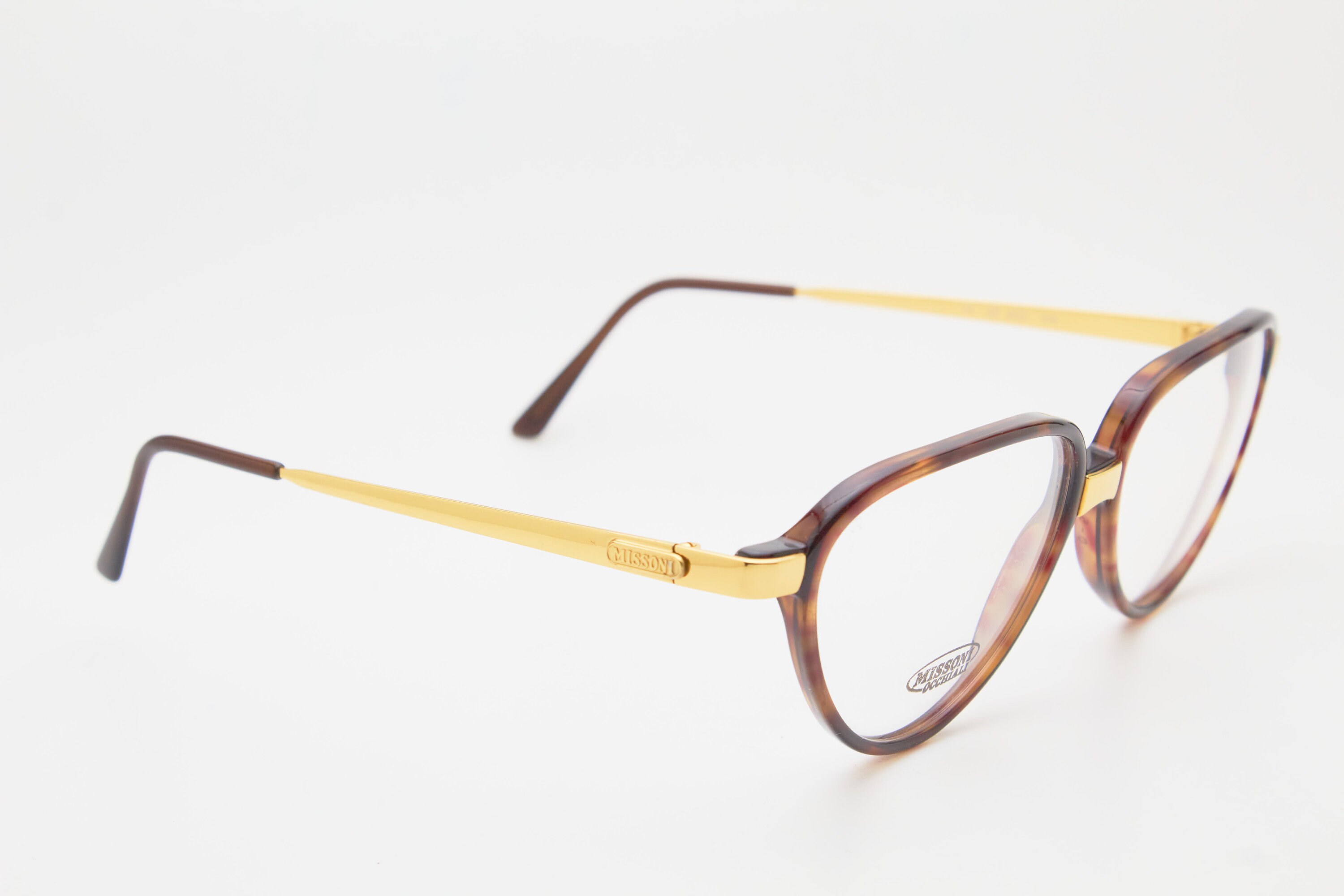 Vintage MISSONI Gold Cat-eye Glasses, Tortoise Shell Frame  display picture 1