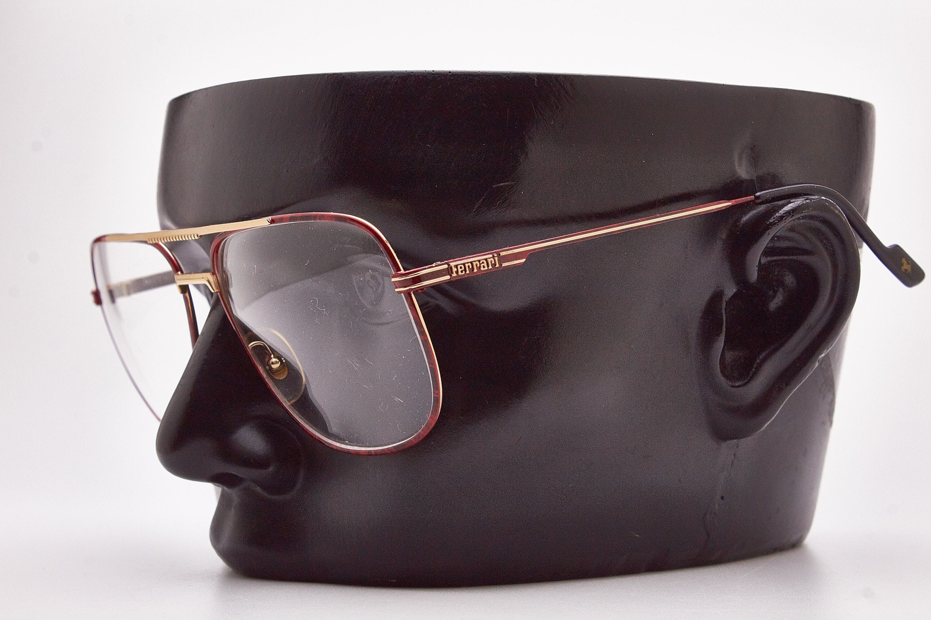 Gafas de sol vintage de la decada de 1980 FERRARI F26 506 Marco de metal rojo Gafas de sol piloto de gran tamano Aviador Rockabilly Gafas Etsy Espana