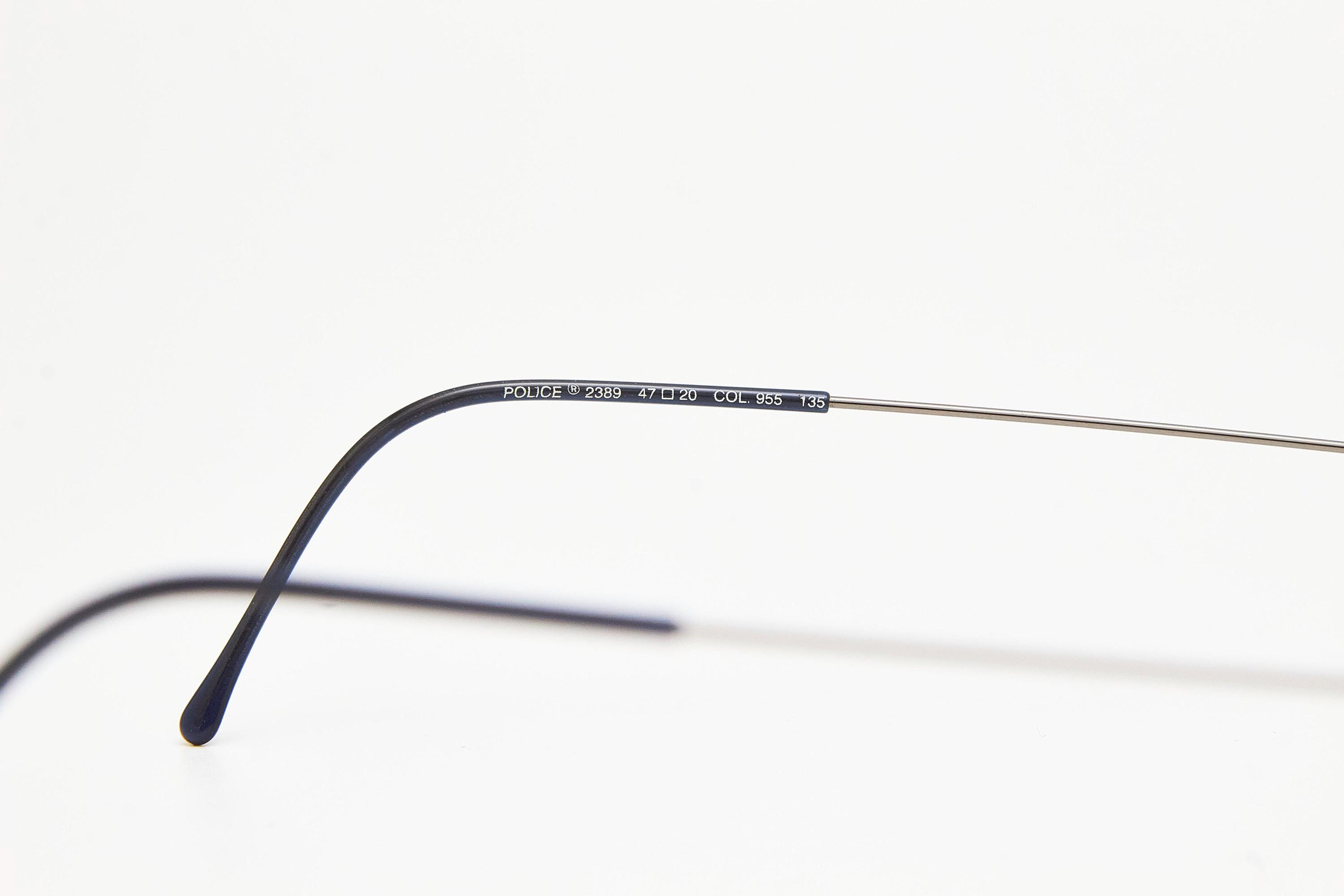 Vintage POLICE 2388 Round Frames Glasses Black Silver Metal Frame 49 20 Unisex Police S8383 579B 2 – Vintage Frames Company main image 2