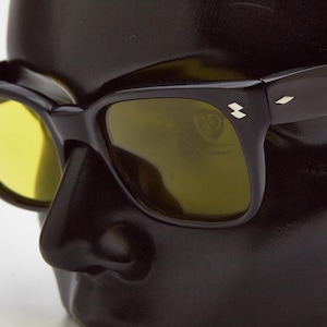vintage black sunglasses VIS-SOL yellow lenses/hipsters sunglasses/aviator goggles/chunky sunglasses/square sunglasses/umbra lenses