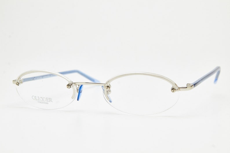 Y2K vintage oval eyeglasses 2000s/vintage OLIVER by VALENTINO eyeglasses/blue oval eyeglasses/oval frame/rimless eyeglasses/Y2K eyeglasses image 3