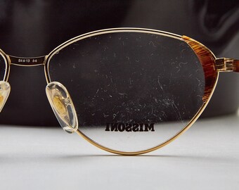 Vintage Missoni Gold Tortoise Trim Square Cat Shaped  Italian Designer Eyewear Vintage 80s MISSONI Cat-eye Glasses, Gold Metal Frame  main image 2
