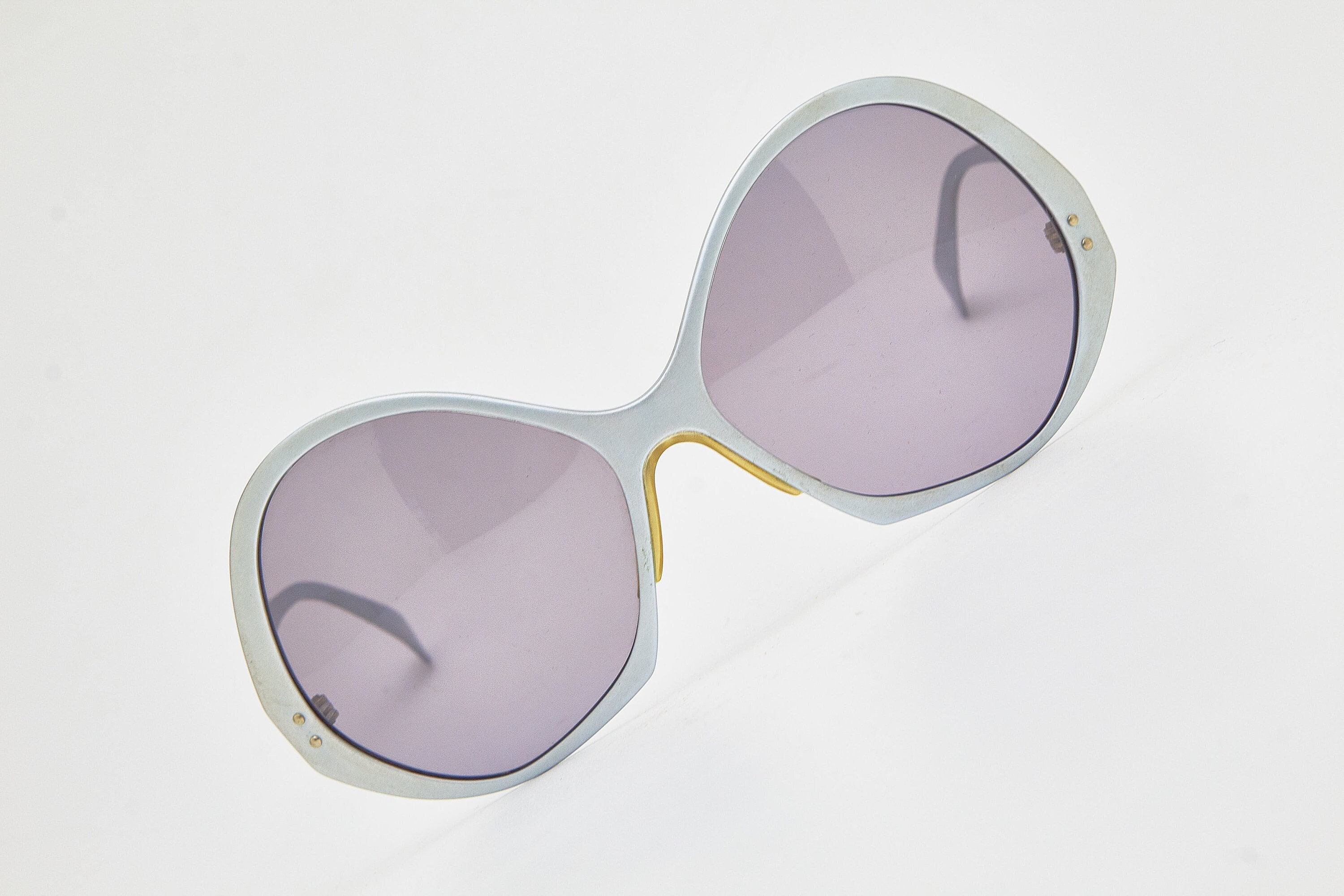 Lunettes De Soleil Polaroid Vintage Années 70 - Monture XXL Orange/jaune - Occasion