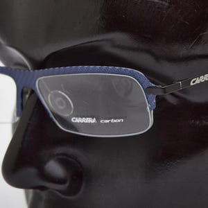 2000s vintage CARRERA FIBER blue eyeglasses,slim rectangular shades,narrow glasses,Y2K eyeglasses,angular frames,fancy glasses