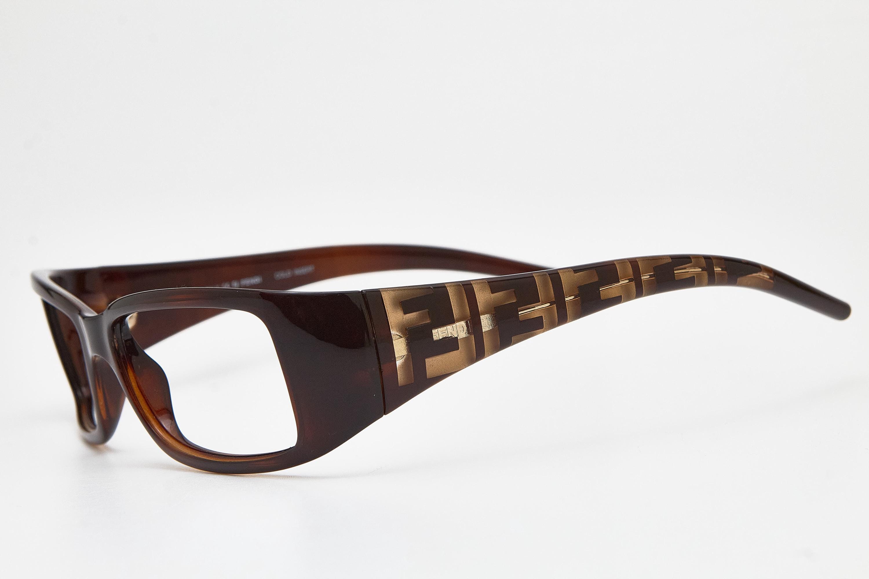 Vintage Fendi FS300 Eyeglasses, 2000s Y2K Dark Tortoise Chunky