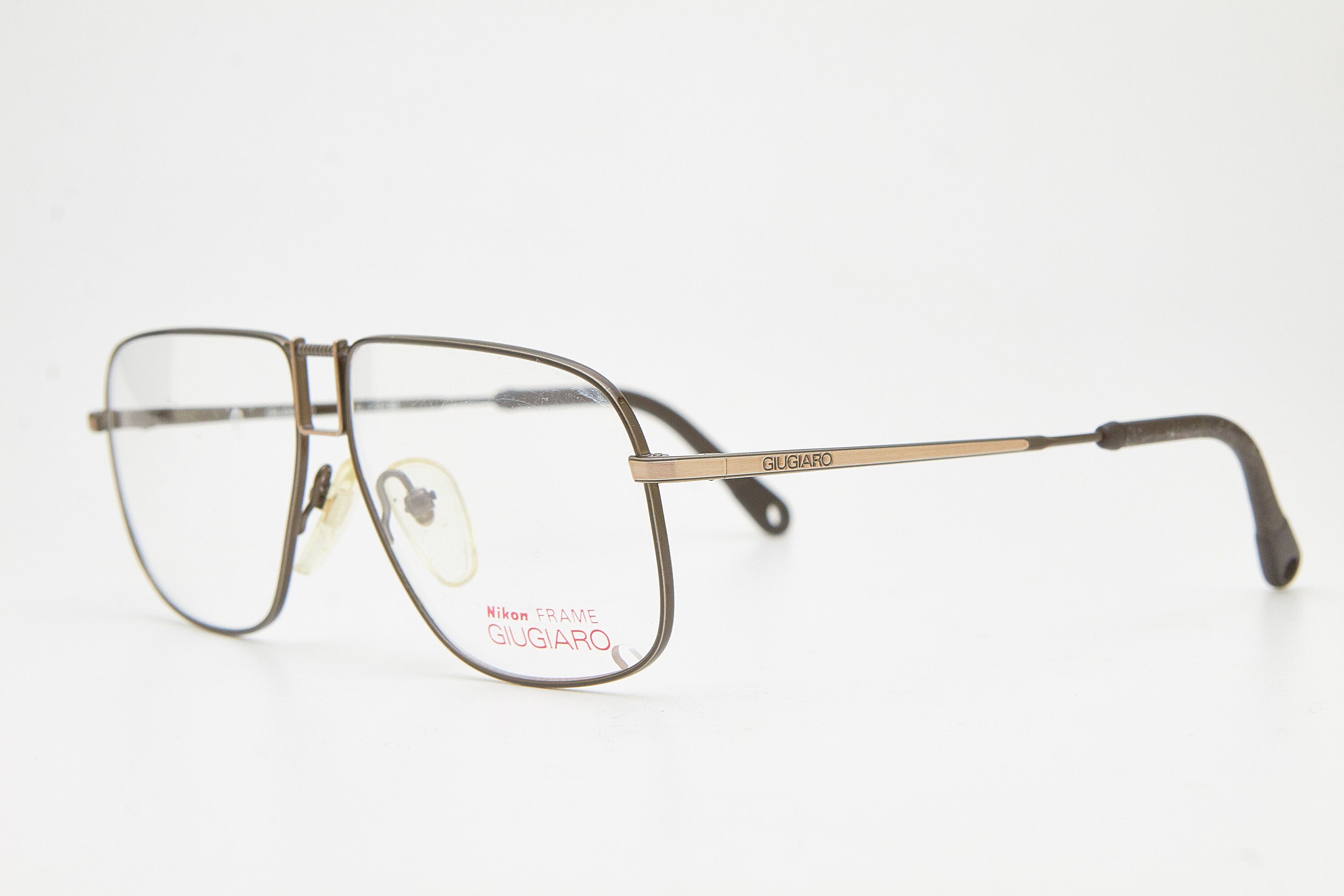 Vintage Eyeglasses GIUGIARO by NIKON Aviator Oversized Tint Metal 