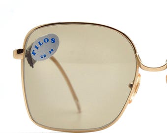 Original Vintage Gold Square Butterfly Oversized Sunglasses FILOS ,Big Size Butterfly Eyeglasses 80s