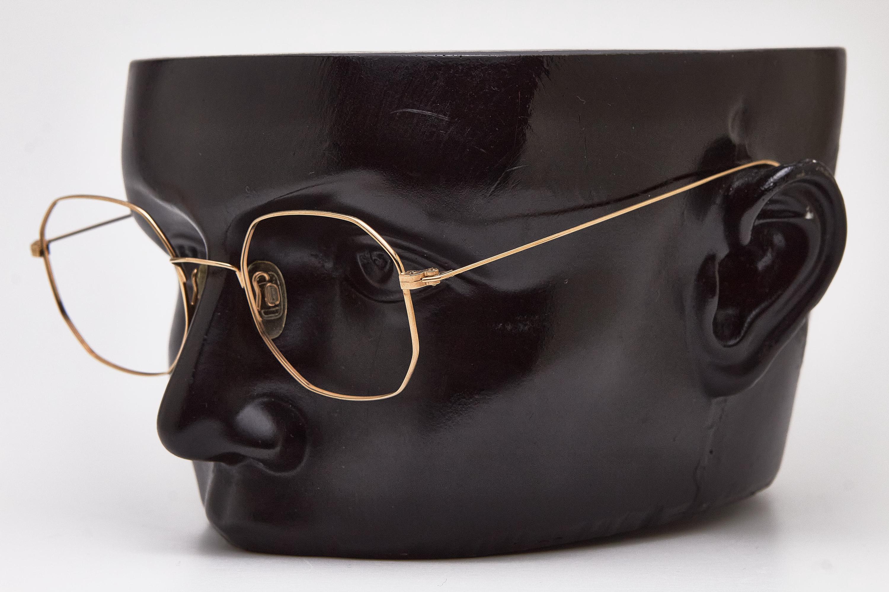 Vintage ELLESSE Gold Frame Octagonal Eyeglasses, 1980s Geometric